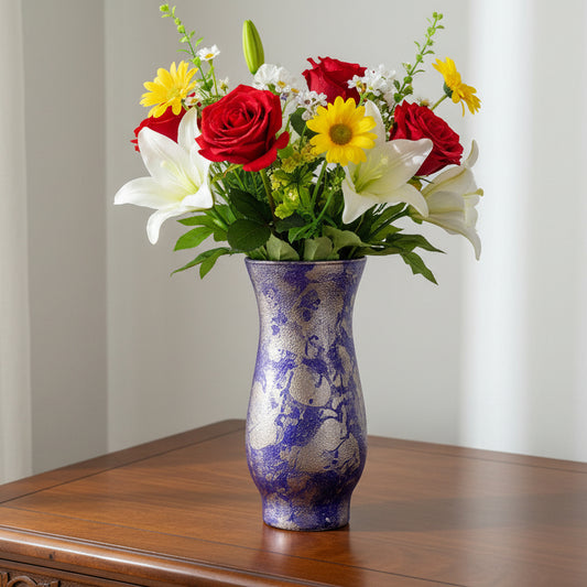 Purple & Gold Artisan Painted Vase