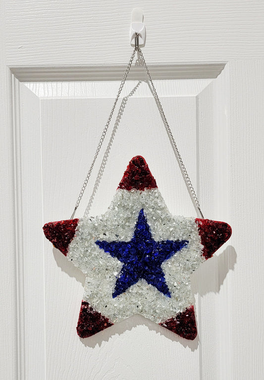 Red White and Blue Sea Glass Star