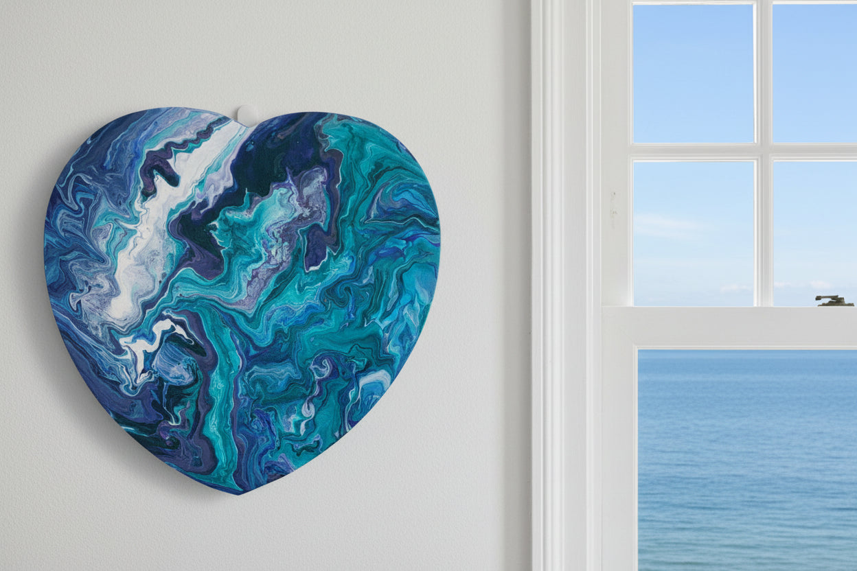 Abstract Heart Acrylic Painting – Dreamy Blue & Purple Art