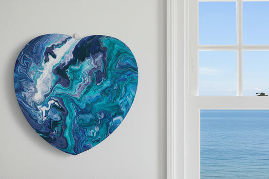 Abstract Heart Acrylic Painting – Dreamy Blue & Purple Art