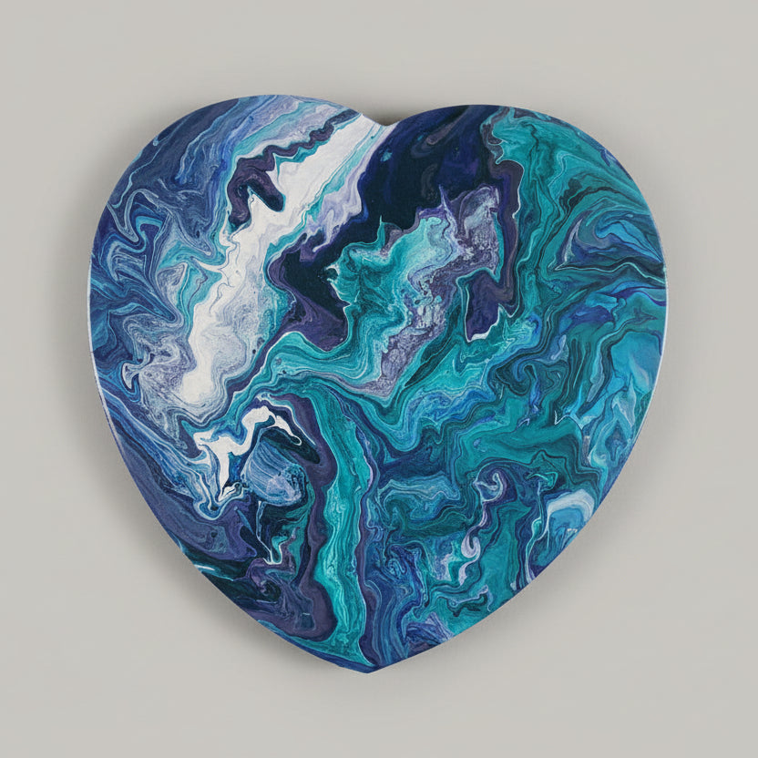 Abstract Heart Acrylic Painting – Dreamy Blue & Purple Art