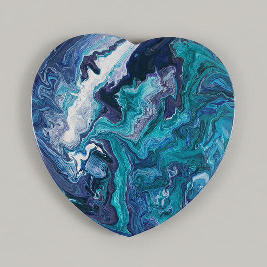 Abstract Heart Acrylic Painting – Dreamy Blue & Purple Art