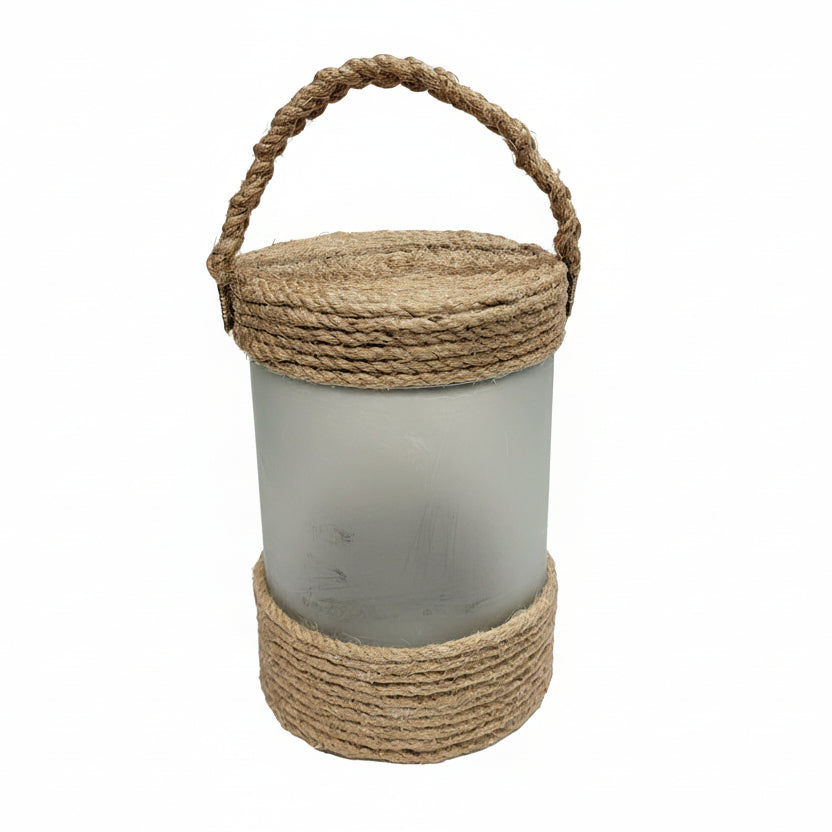 Handcrafted Jute Lantern – Natural Woven Accent Light