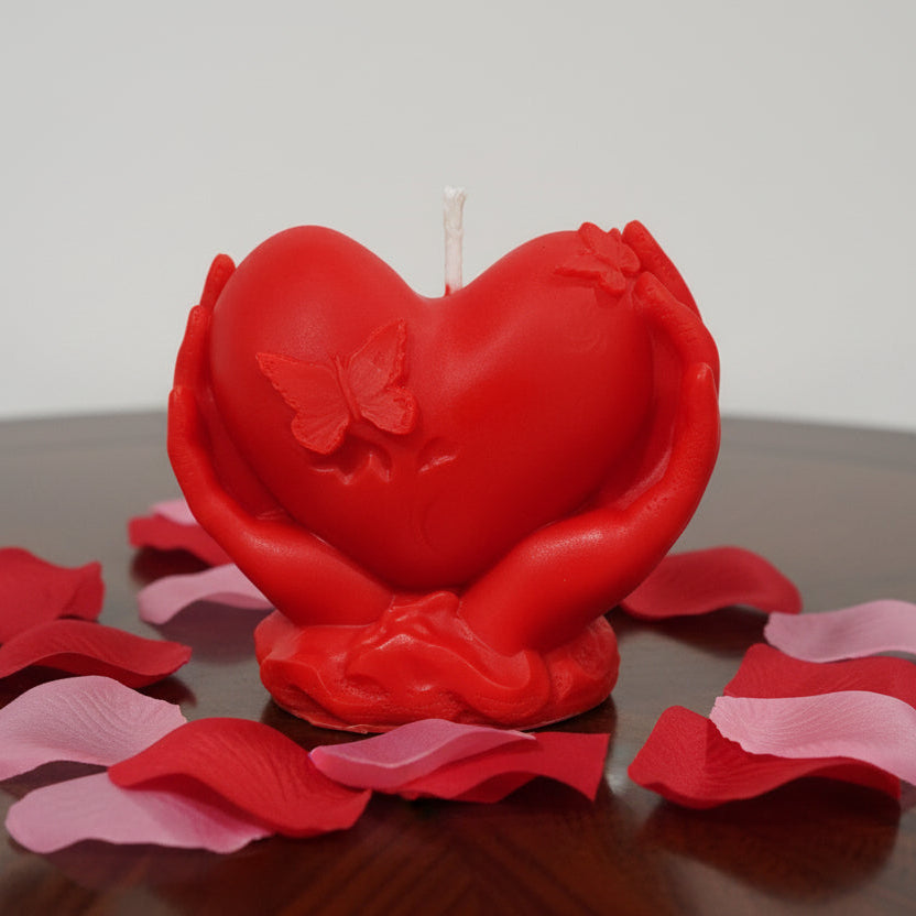 Hands Holding Heart Scented Candle