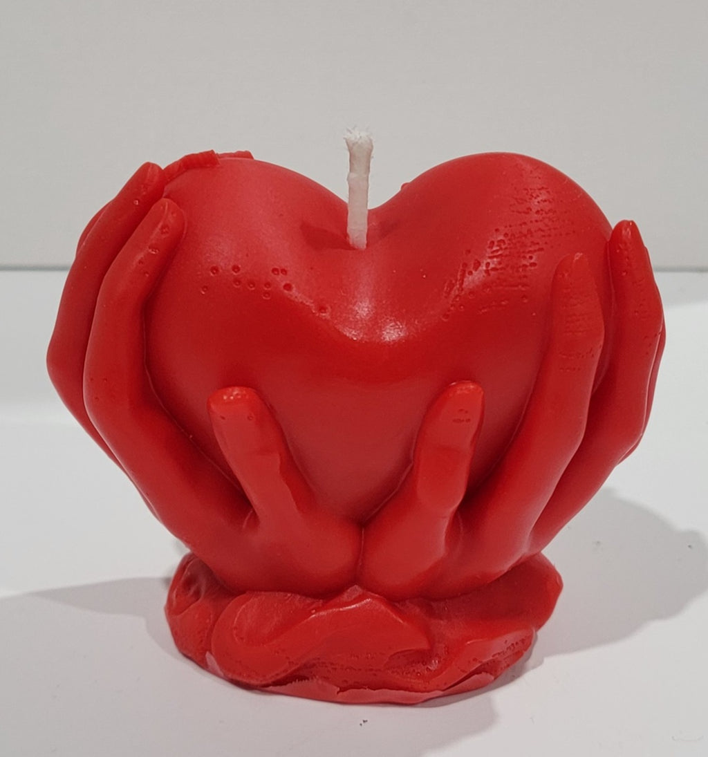 Hands Holding Heart Scented Candle