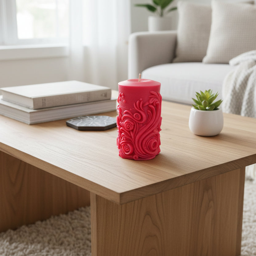 Pink Design Scented Pillar Candle