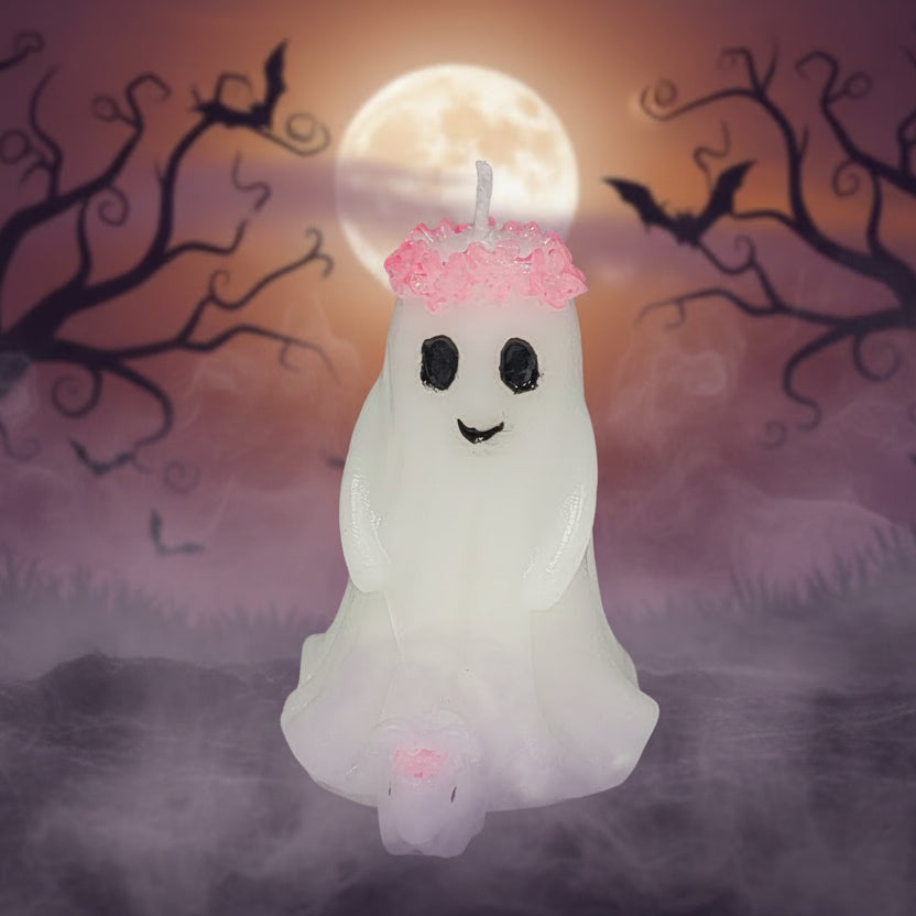 Girl and Dog Ghost Candle