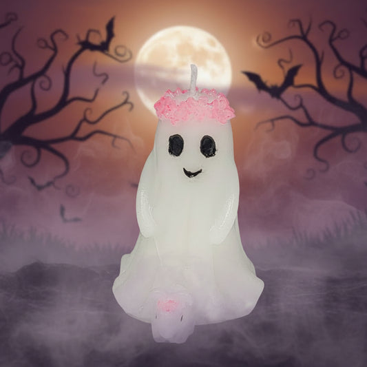 Girl and Dog Ghost Candle