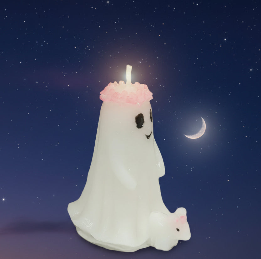 Girl and Dog Ghost Candle