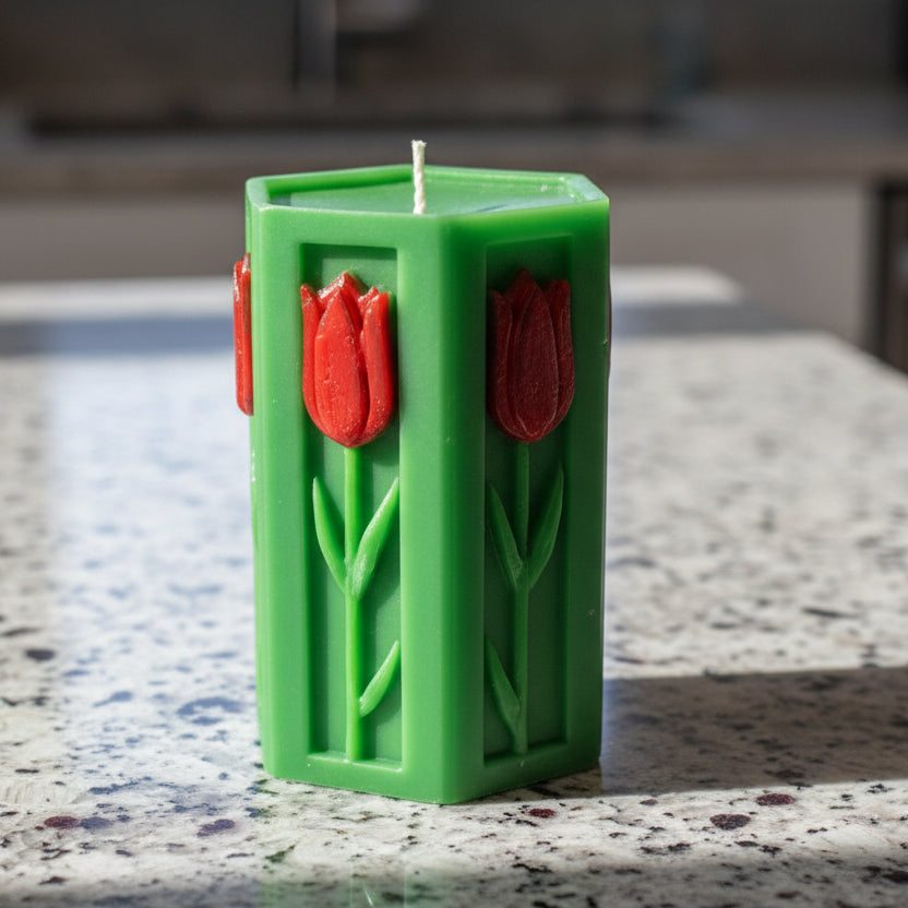 Octagon Shaped Pillar Tulip Candle