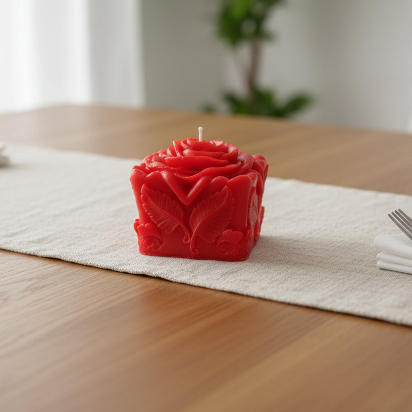 Red Rose Square Scented Candle