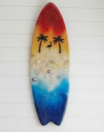 Beach Scene Surfboard Wall Hanging