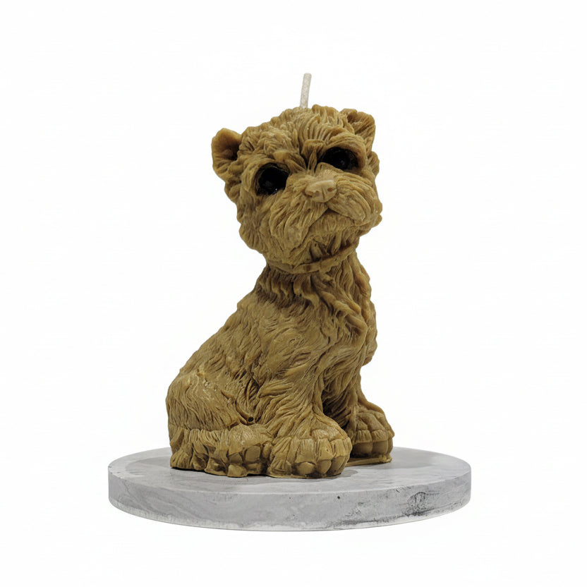 Beige Terrier Sculptural Candle
