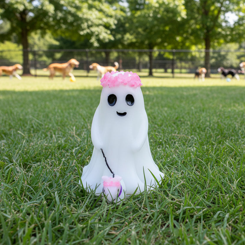 Girl and Dog Ghost Figurine