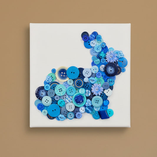 Blue Button Bunny Art