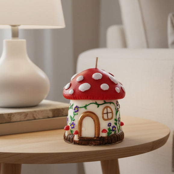 Whimsical Mushroom Decorative Candle