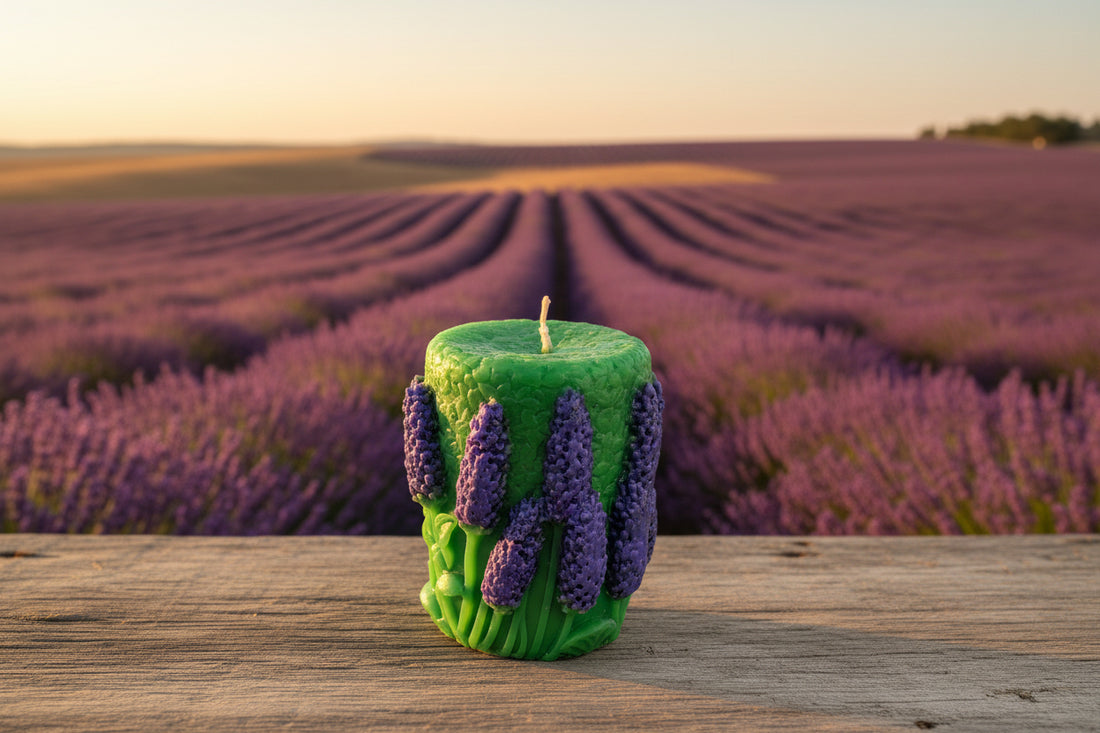 Green Pillar Scented Floral Candle