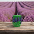 Green Pillar Scented Floral Candle
