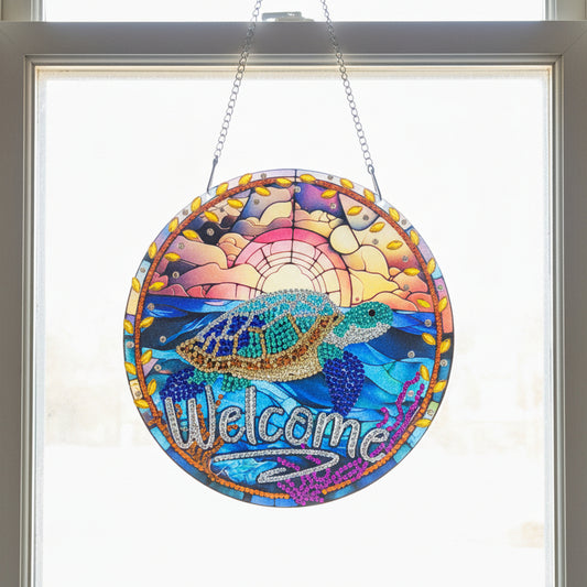 Welcome Turtle Window Decor