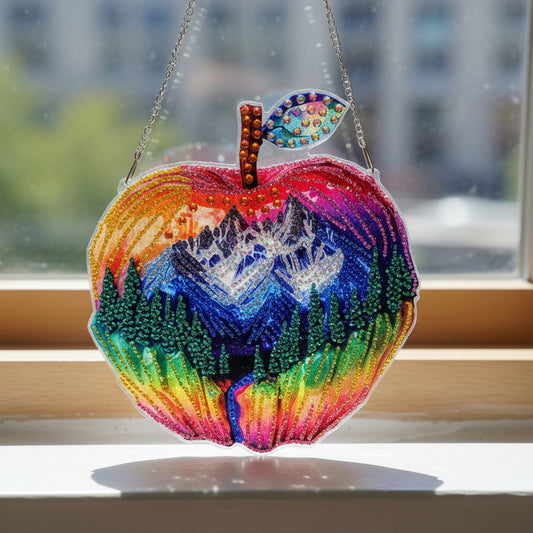 Apple Mountain Scene Window Hanger