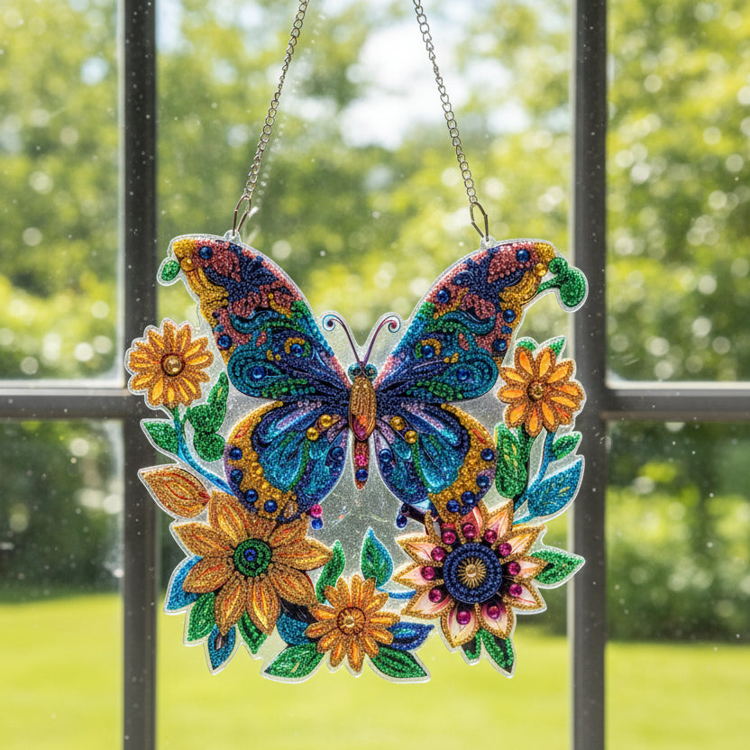Vibrant Butterfly Window Art