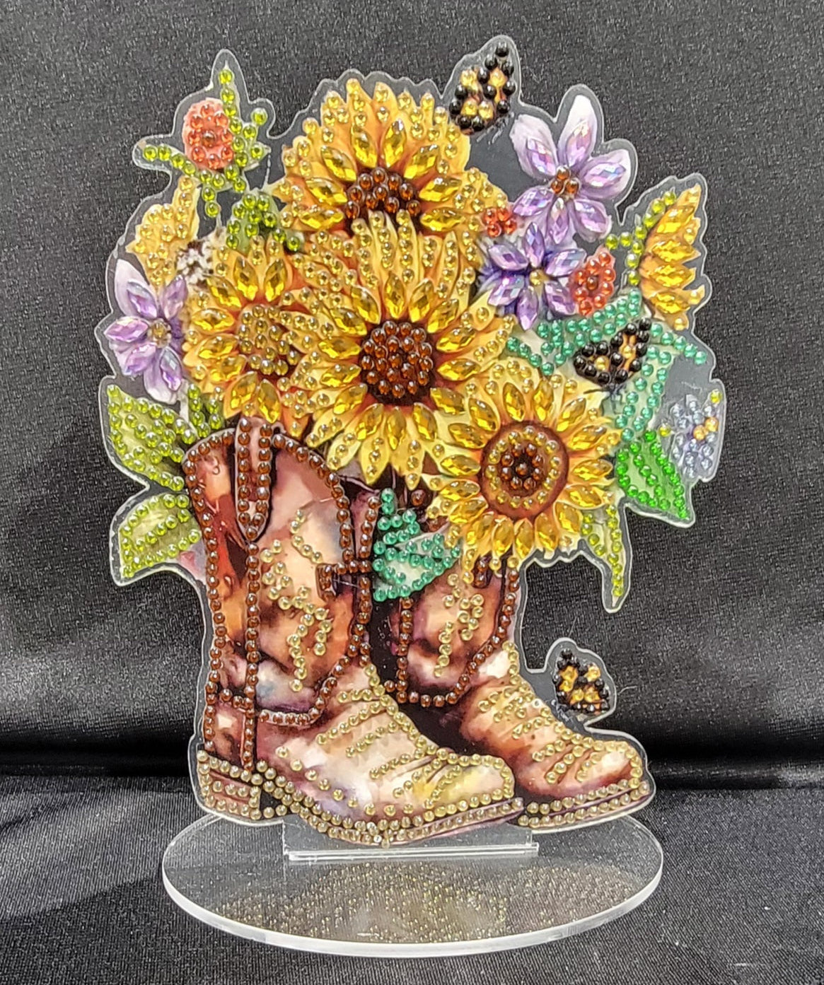 Floral Cowboy Boots Diamond Art Stand