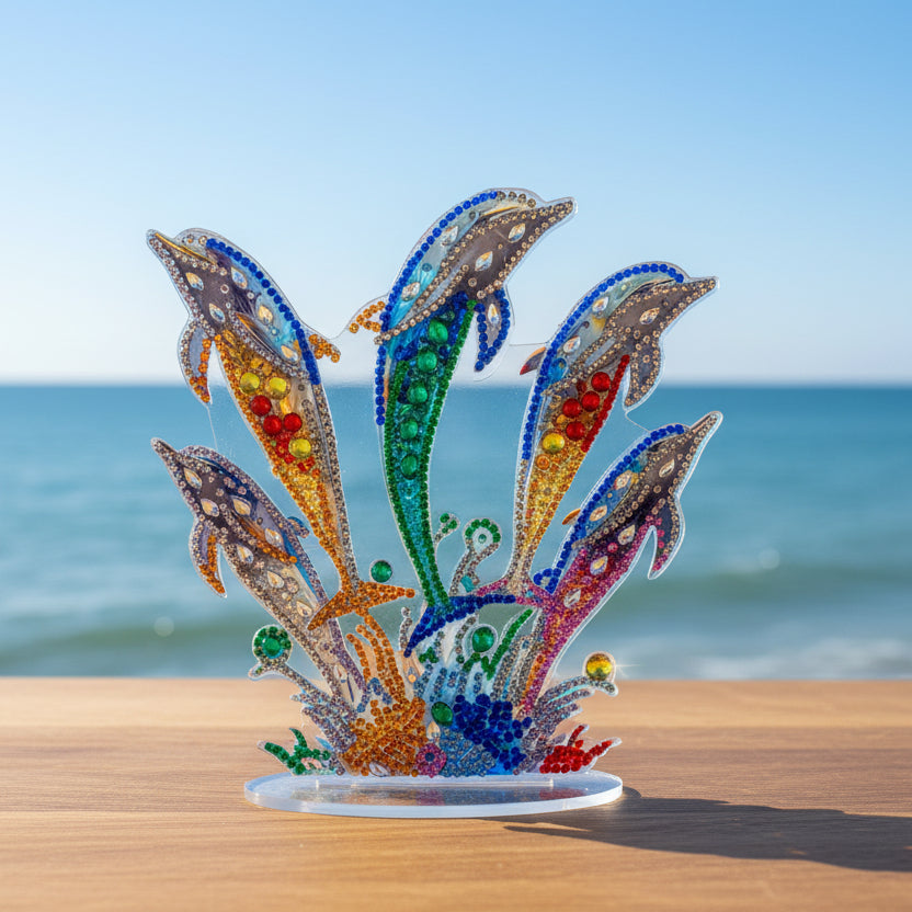 Coastal Dolphin Diamond Art Stand (Double‑Sided)