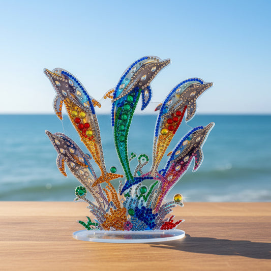 Coastal Dolphin Diamond Art Stand (Double‑Sided)