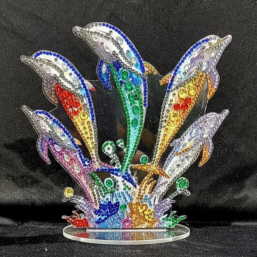 Coastal Dolphin Diamond Art Stand (Double‑Sided)
