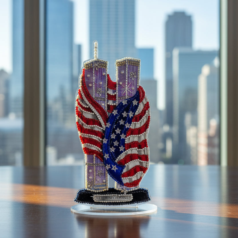 Patriotic Twin Towers Diamond Art Stand (Double‑Sided)