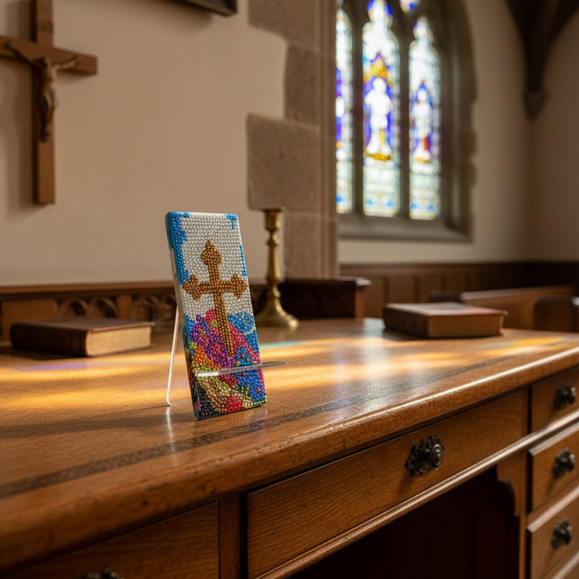 Christian Cross Phone Stand – Uplifting Desk Accessory