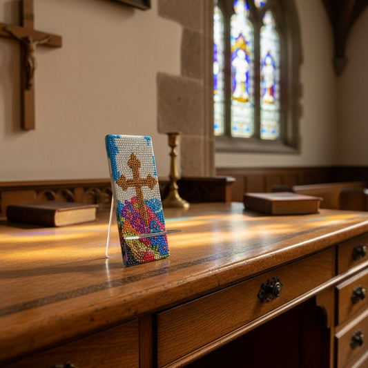 Christian Cross Phone Stand – Uplifting Desk Accessory