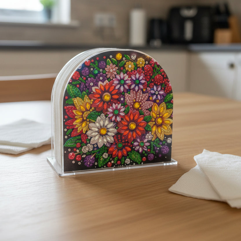 Artistic Floral Napkin Holder – Vibrant Table Décor