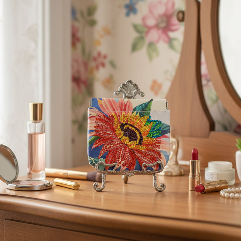 Pink Sunflower Coin Purse – Compact Card & Change Wallet