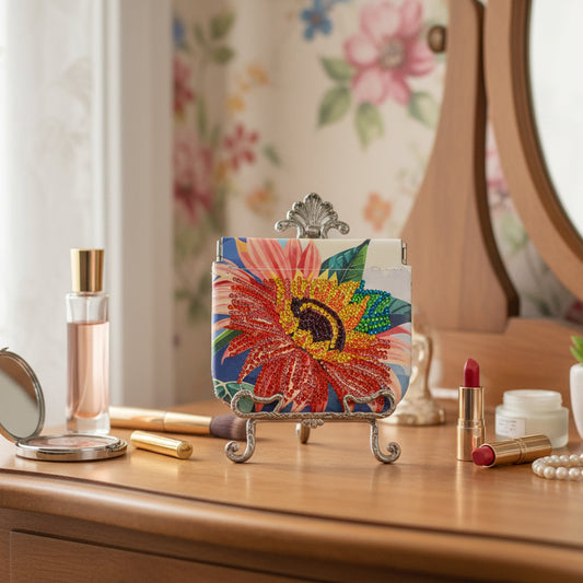 Pink Sunflower Coin Purse – Compact Card & Change Wallet