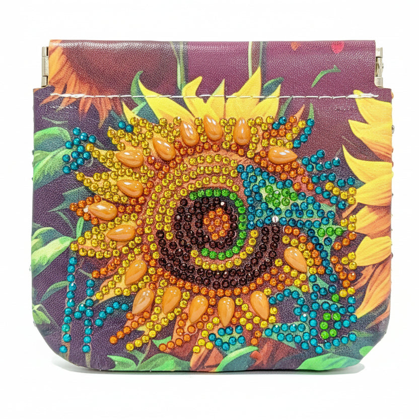 Rustic Sunflower Coin Purse – Brown Floral Essentials Holder