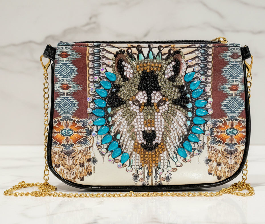 Wolf Shoulder Bag – Lightweight Faux Leather Purse