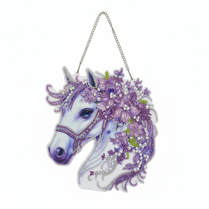 Shimmering Purple Horse Diamond Art Décor