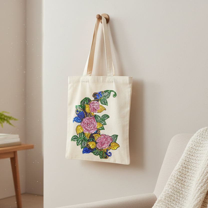 Floral Diamond Art Canvas Bag