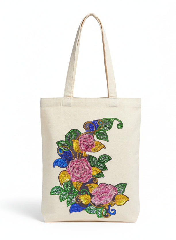 Floral Diamond Art Canvas Bag