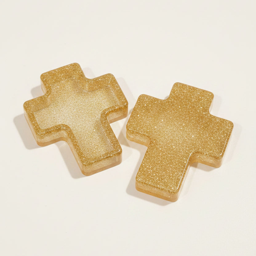 Glitter Cross Trinket Box – Compact Decorative Storage Box