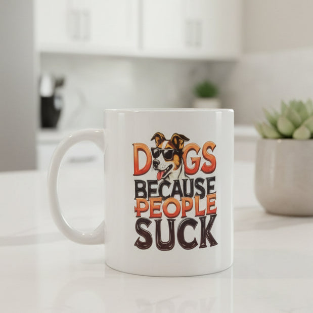 Dogs Because People Suck Mug
