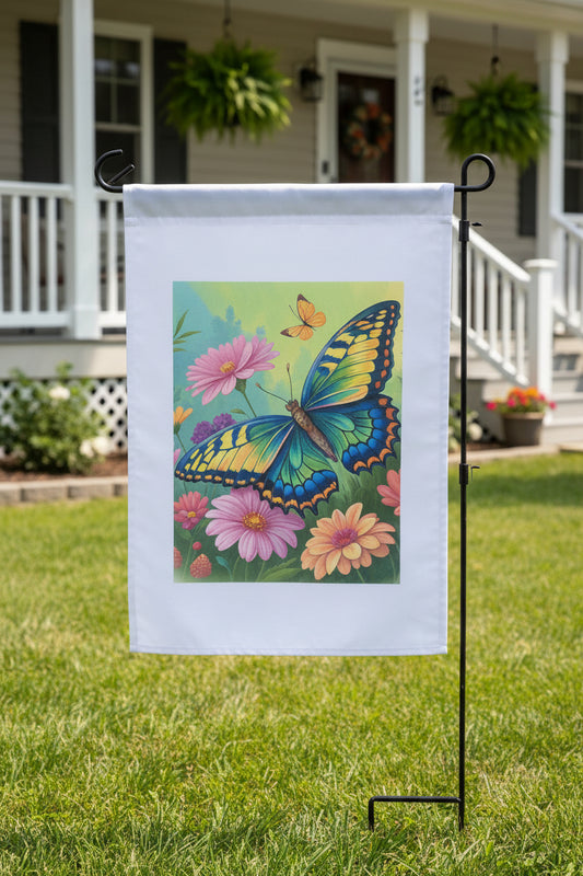 Spring Butterfly Lawn Flag – Bright 18" × 12" Outdoor Decor