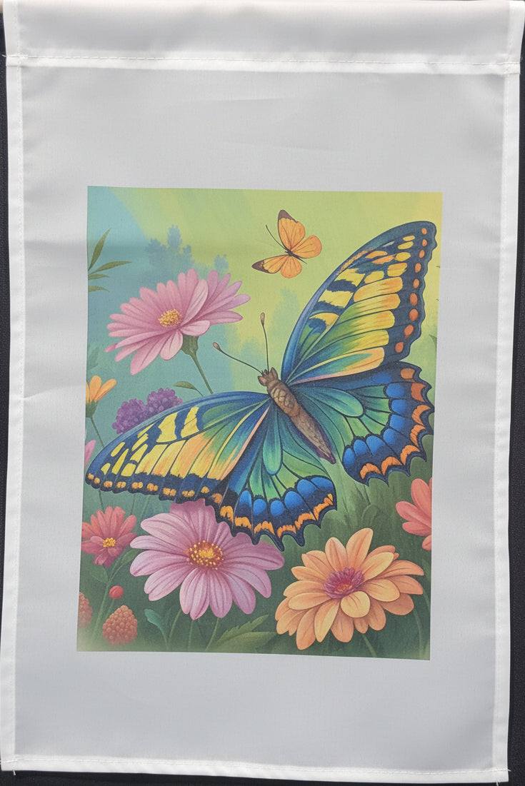 Spring Butterfly Lawn Flag – Bright 18" × 12" Outdoor Decor