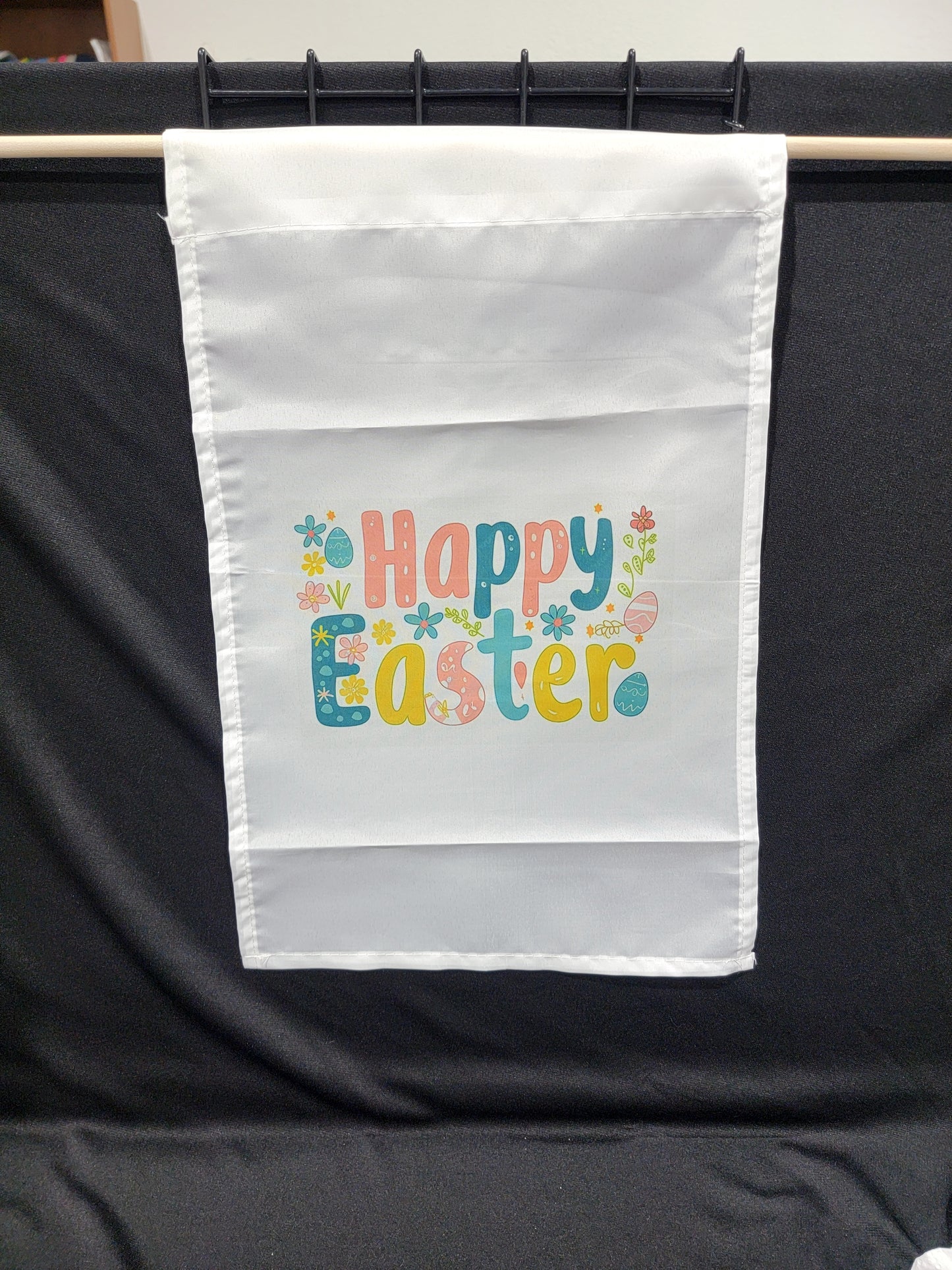 Happy Easter Flag – Bright 18" × 12" Outdoor Decor