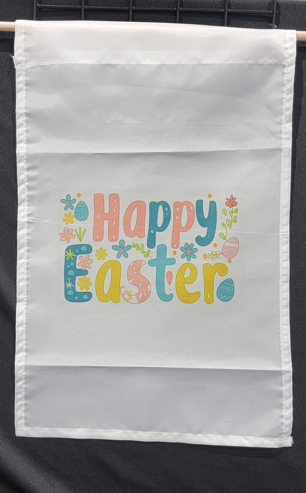 Happy Easter Flag – Bright 18" × 12" Outdoor Decor