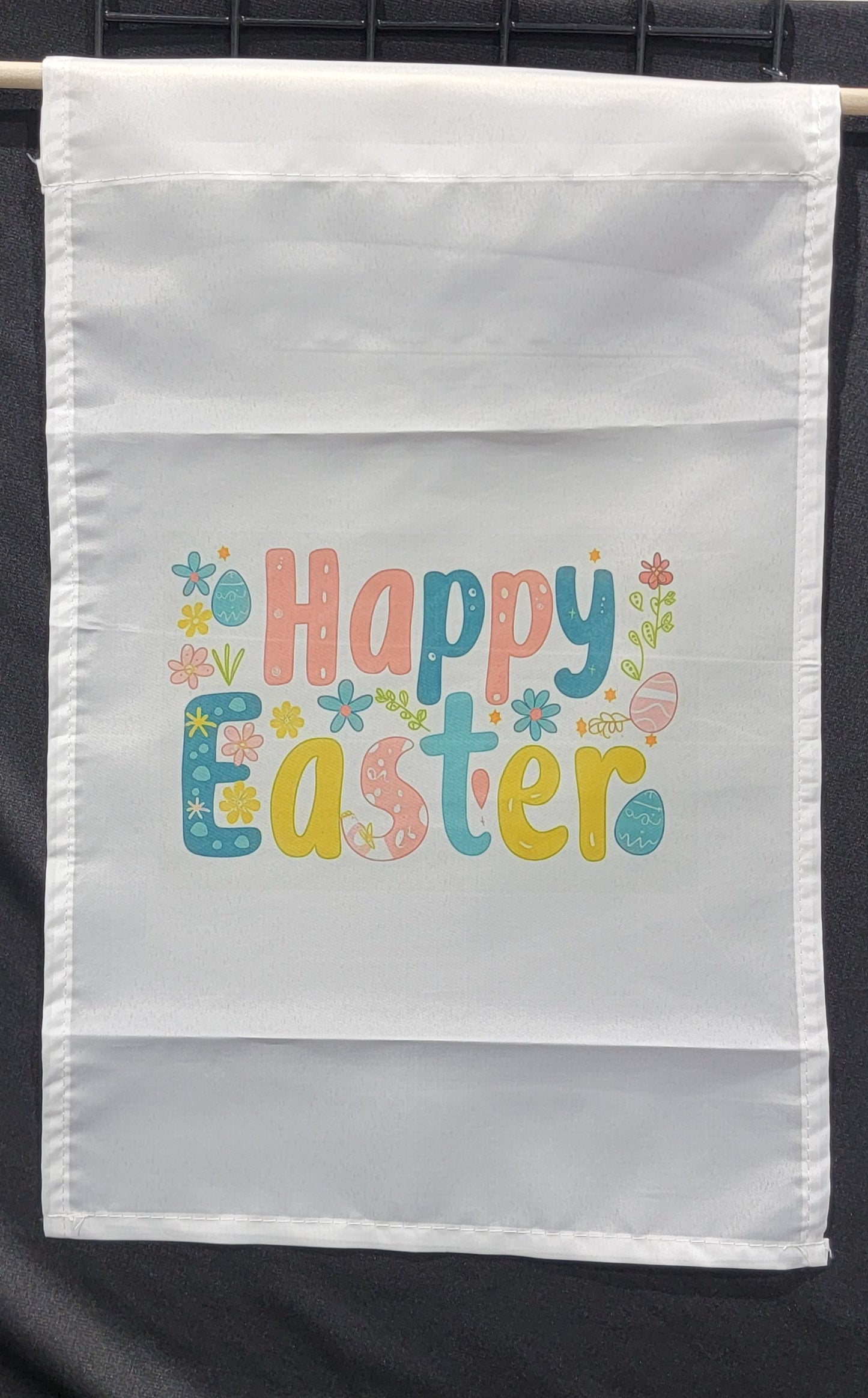 Happy Easter Flag – Bright 18" × 12" Outdoor Decor