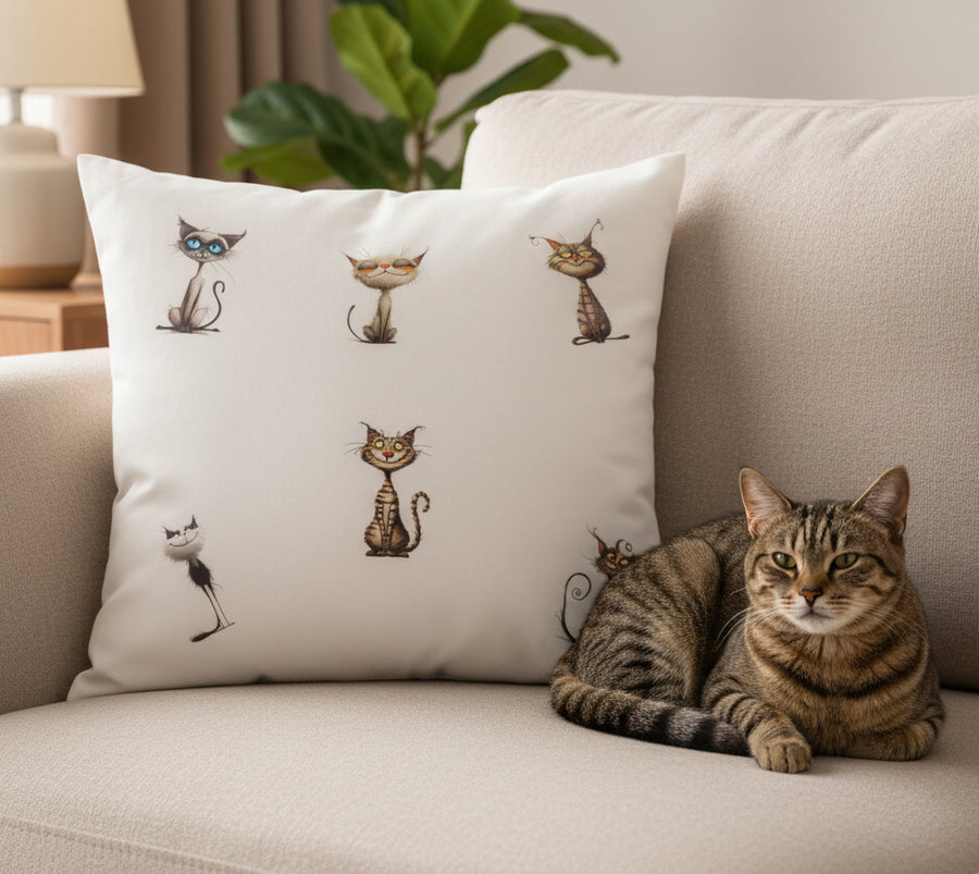 Funny Cat Large Throw Pillow – Playful 18" Home Accent