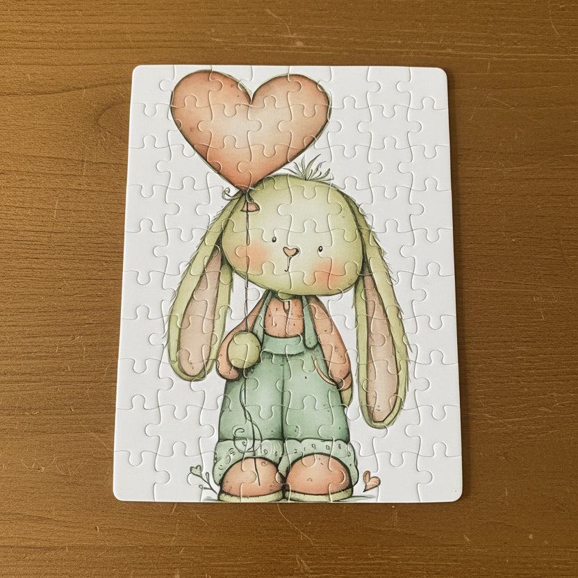 Bunny Holding Heart Balloon – 80‑Piece Puzzle