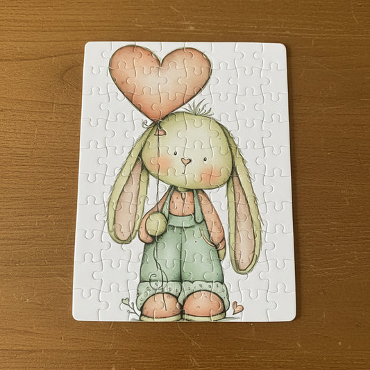 Bunny Holding Heart Balloon – 80‑Piece Puzzle